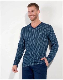 Мужская пижама из трикотажа с длинными штанинами и принтом, мультиколор Hom