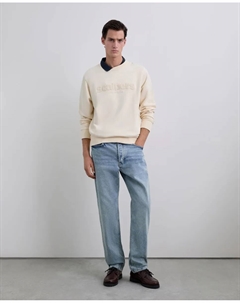 Мужская толстовка без капюшона с рельефным логотипом, кремовый Scalpers