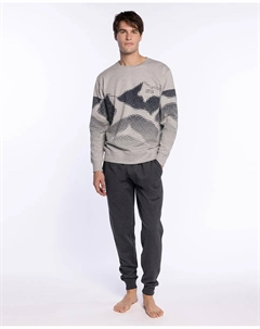 Мужская длинная пижама трикотажная, серый/черный Punto blanco