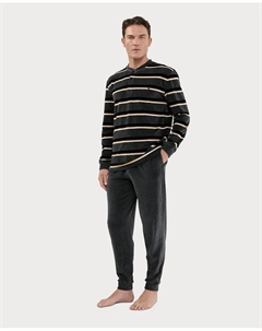 Длинная бархатная пижама с мужской планкой, желтый El búho nocturno