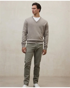 Мужской пуловер из тонкой пряжи с V-образным вырезом, бежевый Ecoalf