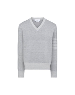 Пуловер Textured Striped Stitch Relaxed Fit V Neck Pullover 'Tonal Grey' Thom browne