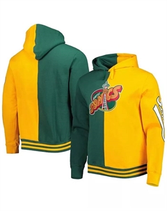 Мужская зелено-золотая толстовка с раздельным капюшоном Seattle SuperSonics Hardwood Classics Mitchell and ness