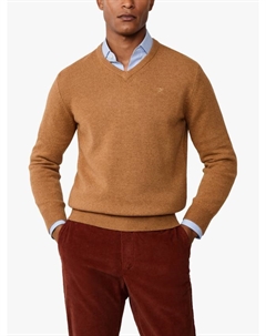 Пуловер из чистой шерсти с V-образным вырезом, Camel Beige Hackett london
