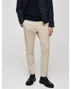 Хлопковые чинос с зауженным кроем, Light Beige Mango