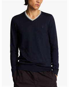 Свитер с V-образным вырезом и контрастной отделкой, Dark Navy Lyle & scott
