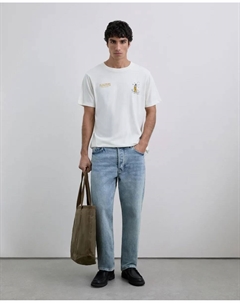 Мужская хлопковая футболка с коротким рукавом, обычного кроя, кремовый Scalpers