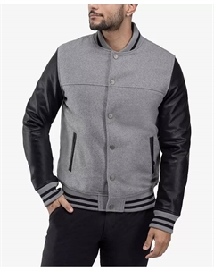 Мужская шерстяная бейсбольная куртка с рукавами из PU, мультиколор Xray