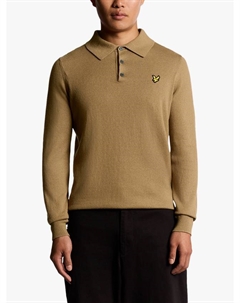 Длинный рукав поло из смеси хлопка и мериносовой шерсти, X851 Tigers Eye Lyle & scott