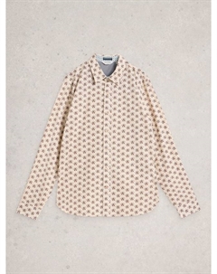 Salcombe хлопковая блузка с длинными рукавами и воротником в цветочном принте White stuff