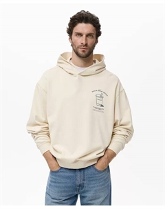 Мужской худи с принтом, загар/бежевый Mango
