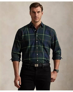 Мужская рубашка оксфорд в клетку Big & Tall, зеленый Polo ralph lauren