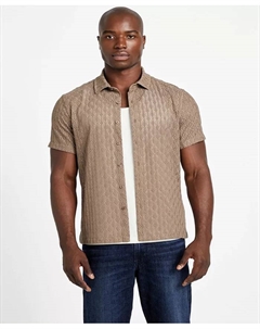 Мужская рубашка Reeves с коротким рукавом на пуговицах, коричневый Guess