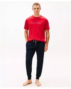 Двухкомпонентный комплект для сна из велюрового джерси: топ и пижамные штаны, красный Tommy hilfiger