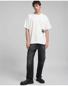 Мужская футболка с длинным рукавом и круглым вырезом, белый Replay