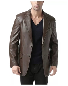 Мужской кожаный блейзер с двумя пуговицами - Tall, коричневый Bgsd