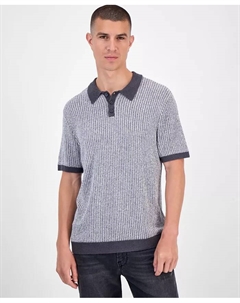 Мужской поло-свитер Isaac с коротким рукавом и фактурной вязкой, серый Guess