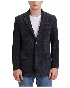 Мужская замшевая кожаная куртка с двумя пуговицами, черный Bgsd