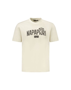 Бежевая хлопковая мужская футболка, бежевый Napapijri