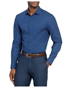 Мужская рубашка с отложным воротником и клетчатым принтом, синий Construct