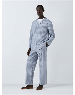 Органический хлопковый пижамный комплект в полоску, Blue Mid John lewis