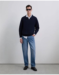 Мужской хлопковый джемпер с воротником-поло, темно-синий Scalpers