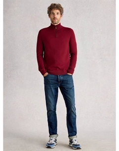 Ньюпорт полузип джемпер из мериносовой шерсти, Mid Red White stuff