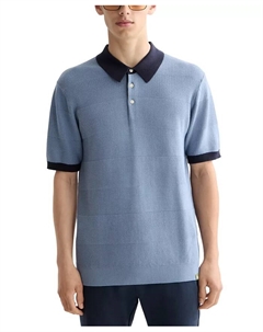 Мужская поло с коротким рукавом в технике тон-в-тон, синий Scotch&soda