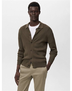 Лондонская рубашка Regular Fit с вязаным ребристым воротником, Khaki Mango