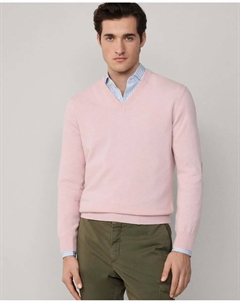 Джемпер из смеси мериносовой шерсти с V-образным вырезом, розовый Hackett