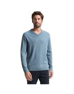Свитер 1039811 Basic Knit v neck, синий Tom tailor