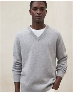 Мужской пуловер из тонкой пряжи с V-образным вырезом, светло-серый Ecoalf