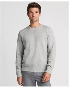 Мужской тонкий хлопковый свитер с круглым вырезом, серый Lands' end