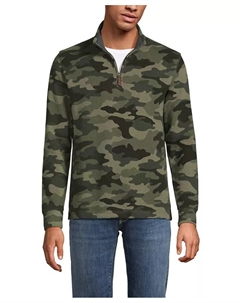 Большой и высокий повседневный свитер Bedford Rib с молнией на четверть, зеленый Lands' end