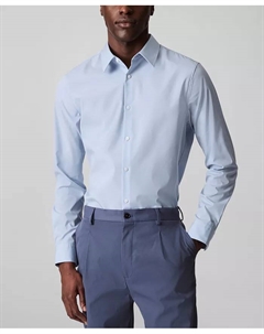 Мужская приталенная рубашка с длинным рукавом из стретч-сатина Supima на пуговицах, синий Calvin klein