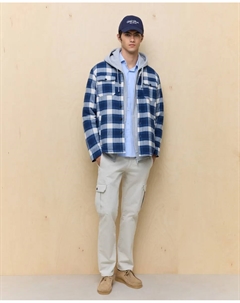 Мужская рубашка в клетку с флисовой подкладкой, темно-синий Easy wear