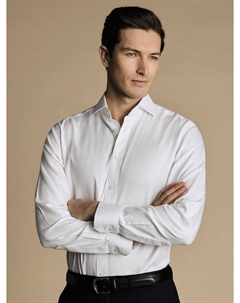 Хлопковая рубашка с рисунком "ёлочка" без глажки, White Charles tyrwhitt