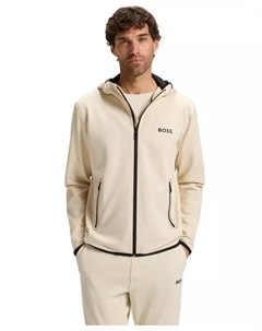 Мужская активная худи на молнии из стретч-габардина, белый Hugo boss