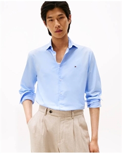 Мужская рубашка из поплина однотонная, светло-голубой Tommy hilfiger