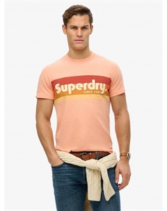 Футболка расслабленного кроя Terrain с логотипом и полоской, Papaya Pink Slub Superdry