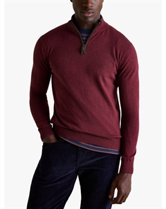 Хиллсайд кофта с молнией на четверть из хлопка, Dark Red Joules