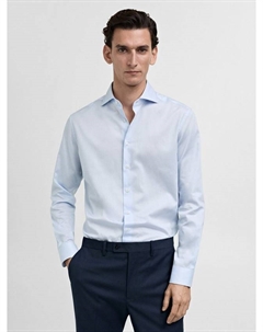 Хлопковая рубашка Selva Pinstripe Slim Fit, Mid Blue Mango