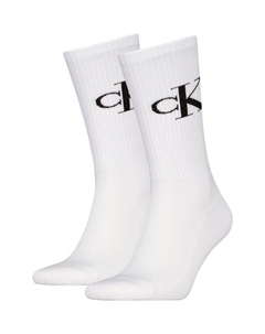 Монограммные носки-гольфы, Pack of 2, White Calvin klein