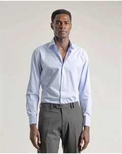 Рубашка с узором «елочка», мужская, с запонками, классический крой, небесно-голубая Puroego