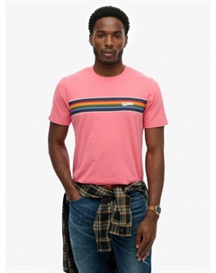 Футболка Outdoor Stripe Logo из хлопка свободного кроя, Desert Rose Pink Superdry