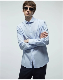 Рубашка в микро-клетку обычного кроя, светло-голубой Сфера