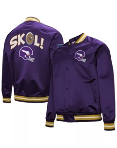Мужская фиолетовая винтажная куртка Minnesota Vikings Vintage Double Down на молнии с регланными рукавами из сатина Mitchell and ness