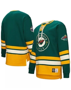 Мужская зеленая толстовка Minnesota Wild Heritage на шнуровке Mitchell and ness