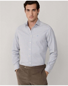 Мужская рубашка в клетку виши, фланель, приталенного кроя, синий Hackett