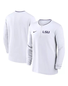Мужская белая толстовка LSU Tigers 2024 Sideline Coach Performance с длинным рукавом и полузастежкой Nike